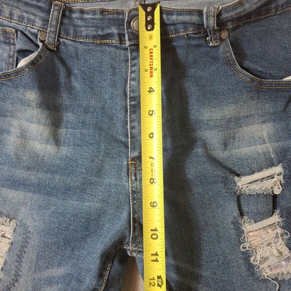 GS 115 Moto Jeans Mens 38x30 Blue Denim Distressed Motorcycle Straight Leg - Picture 5 of 14